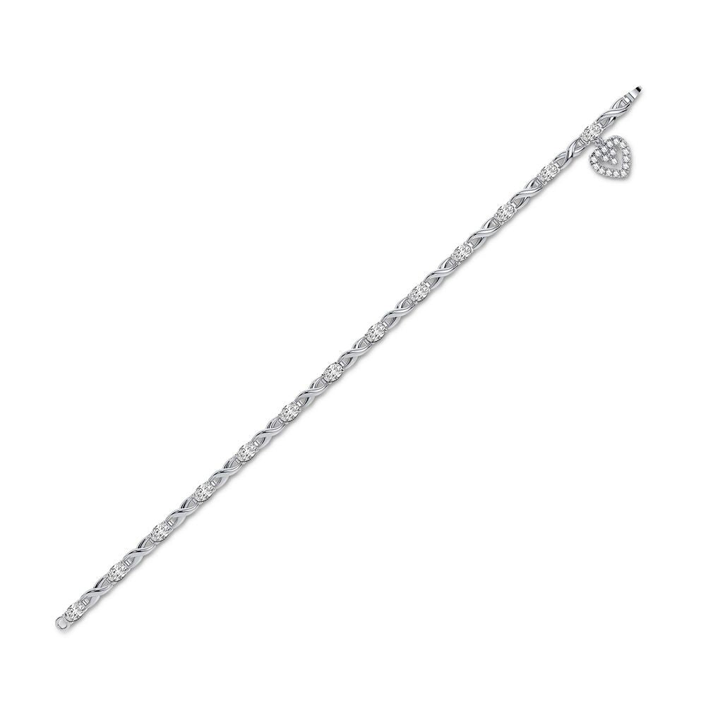 Chic 10k White Gold Lab Diamond Womens Tennis Bracelet