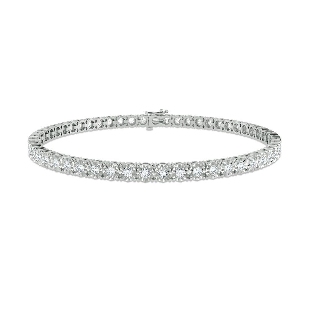 Sparkling 10k White Gold Lab Diamond Tennis Bracelet