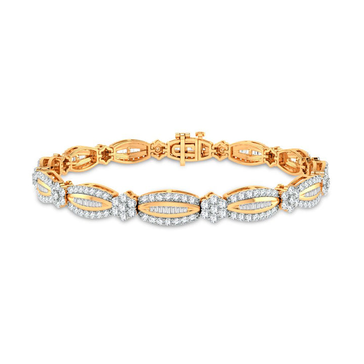 Luminous 14k Yellow Gold 3ct Lab Diamond Womens Tennis Bracelet