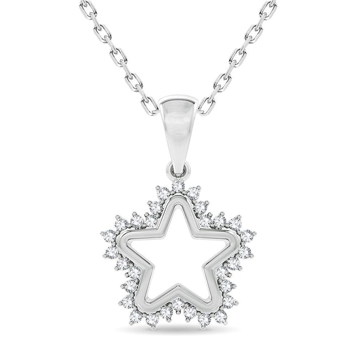 Chic 10k White Gold 0.20CT Lab Diamond Womens Pendant