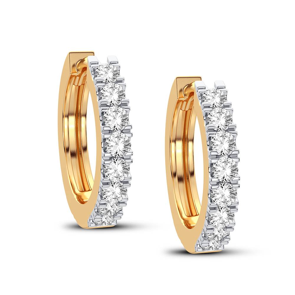 14K Yellow Gold Lab Diamond Hoop Earrings - Chic Sparkle