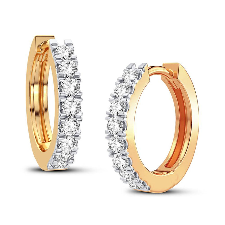 14K Yellow Gold Lab Diamond Hoop Earrings - Chic Sparkle