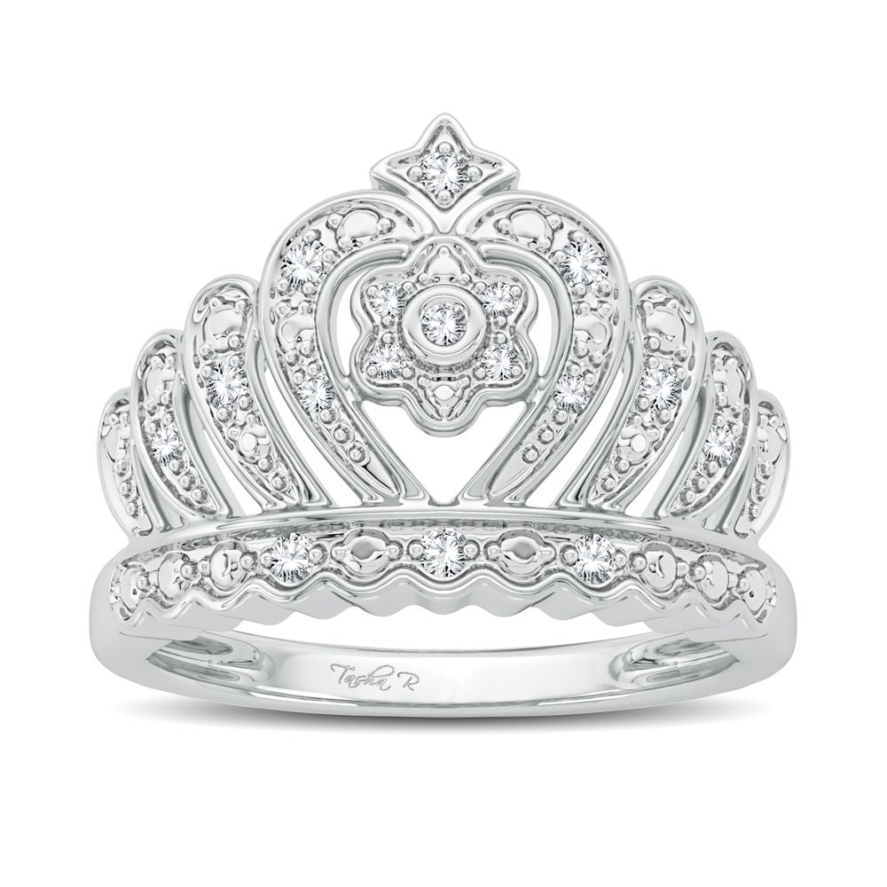 Chic 10k White Gold Lab Diamond Fashion Ring for Women