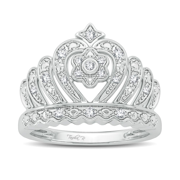 Chic 10k White Gold Lab Diamond Fashion Ring for Women