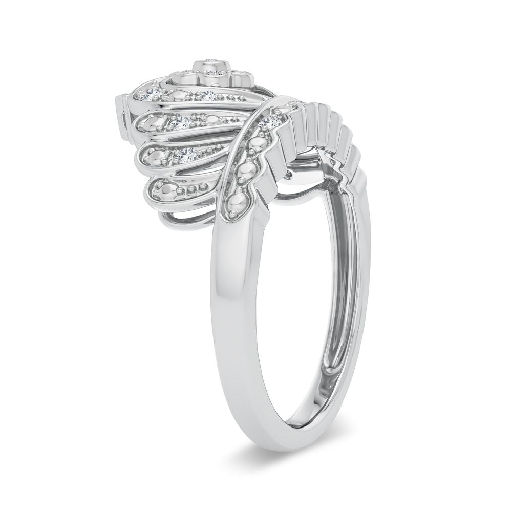 Chic 10k White Gold Lab Diamond Fashion Ring for Women