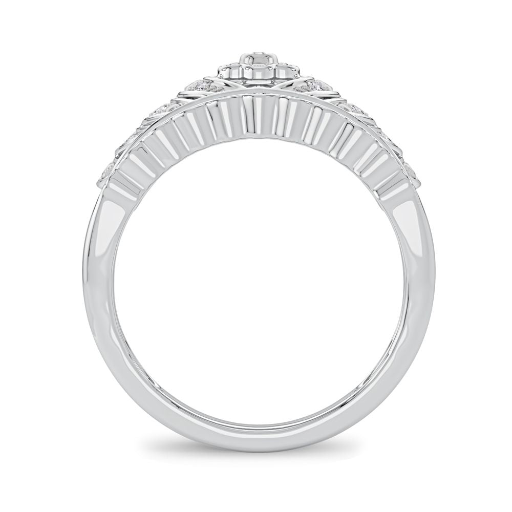 Chic 10k White Gold Lab Diamond Fashion Ring for Women