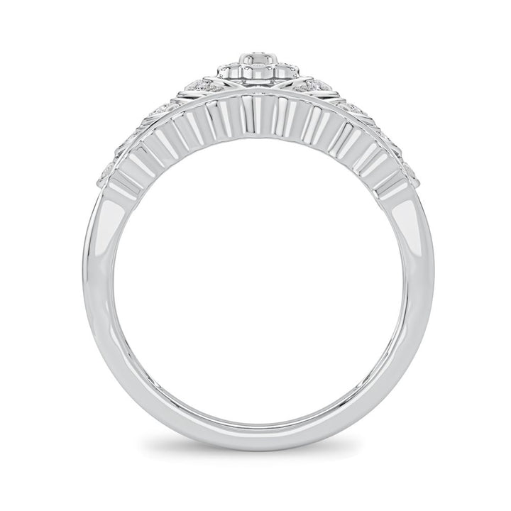 Chic 10k White Gold Lab Diamond Fashion Ring for Women
