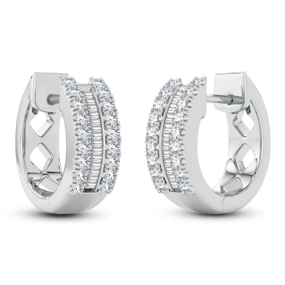 10k White Gold Lab Diamond Hoop Earrings - Chic Sparkle