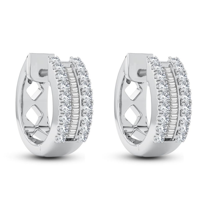 10k White Gold Lab Diamond Hoop Earrings - Chic Sparkle
