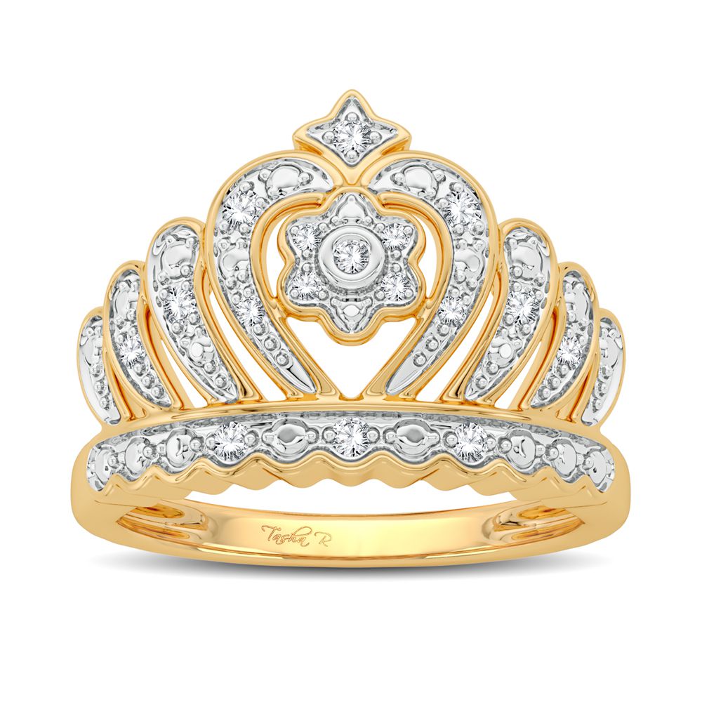 Chic 10k Yellow Gold Lab Diamond Fashion Ring for Women