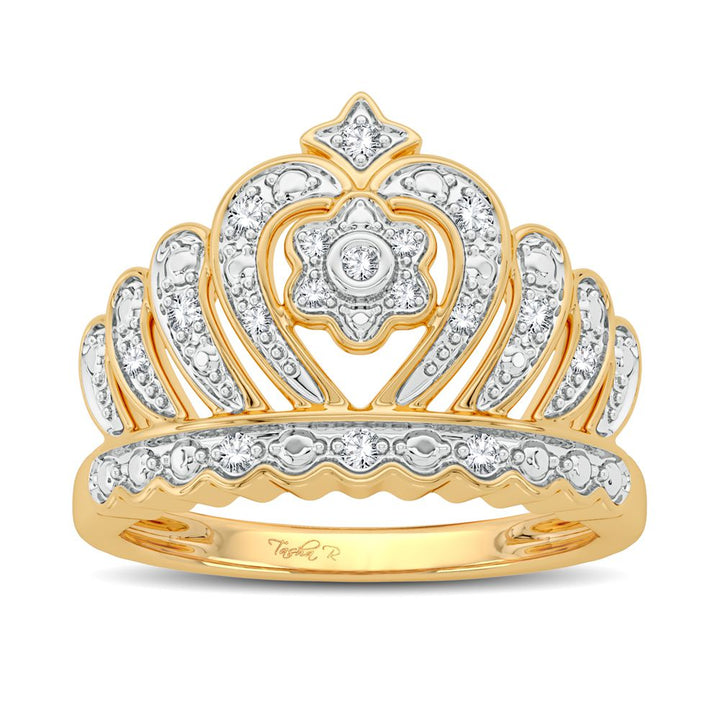 Chic 10k Yellow Gold Lab Diamond Fashion Ring for Women