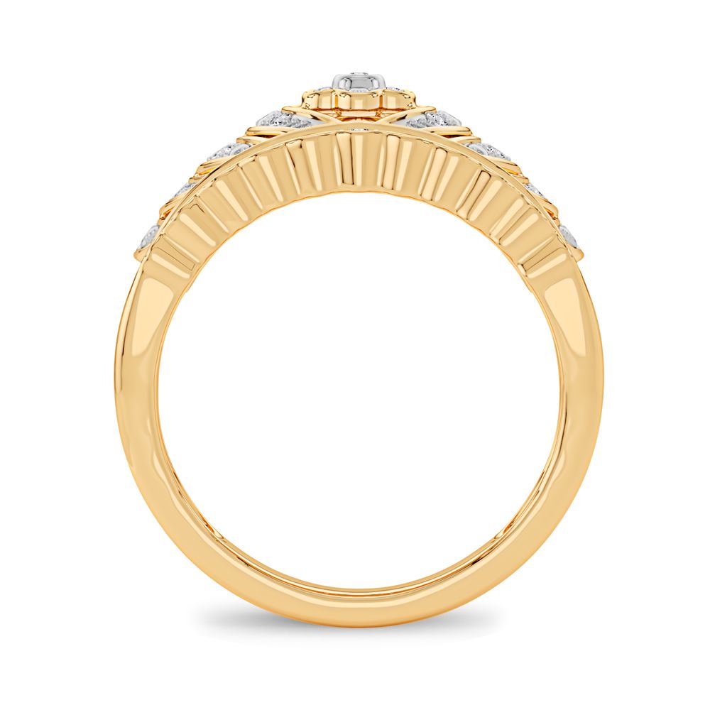 Chic 10k Yellow Gold Lab Diamond Fashion Ring for Women