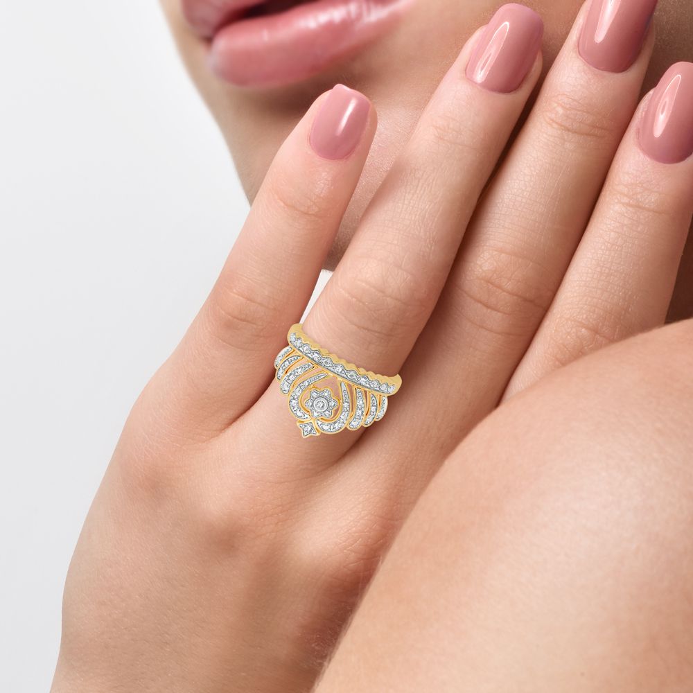 Chic 10k Yellow Gold Lab Diamond Fashion Ring for Women