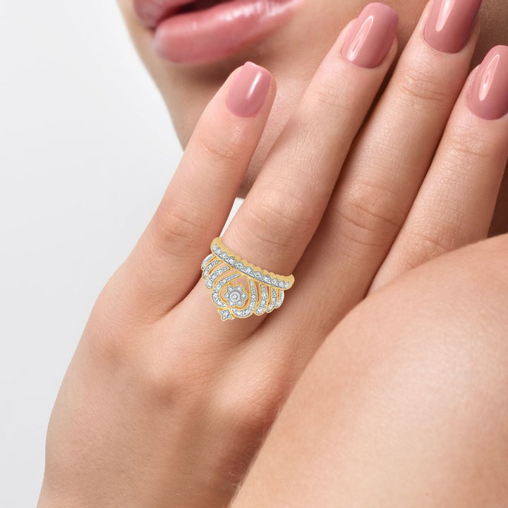 Chic 10k Yellow Gold Lab Diamond Fashion Ring for Women