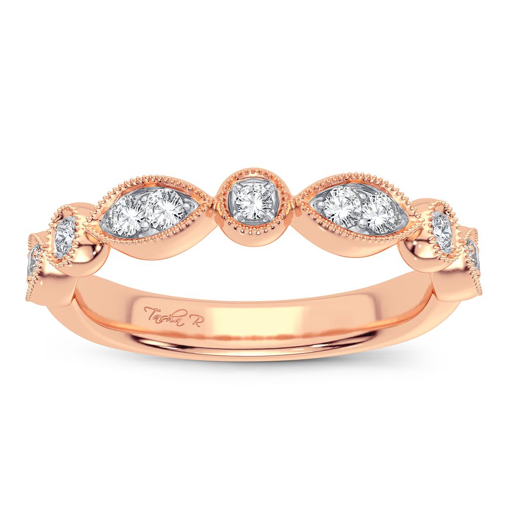Delicate 14k Rose Gold Lab Diamond Womens Band