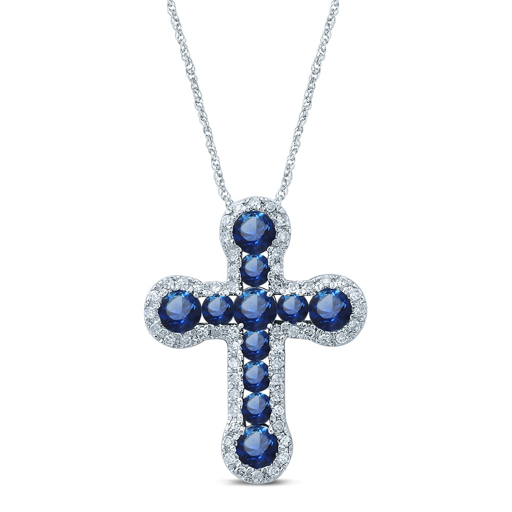 14K  0.14CT Diamond  SAPHIRE  Pendant