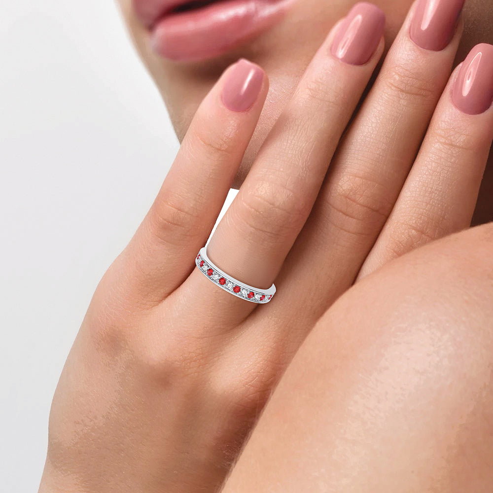 14k White Gold Lab Diamond Womens Delicate Band Ring