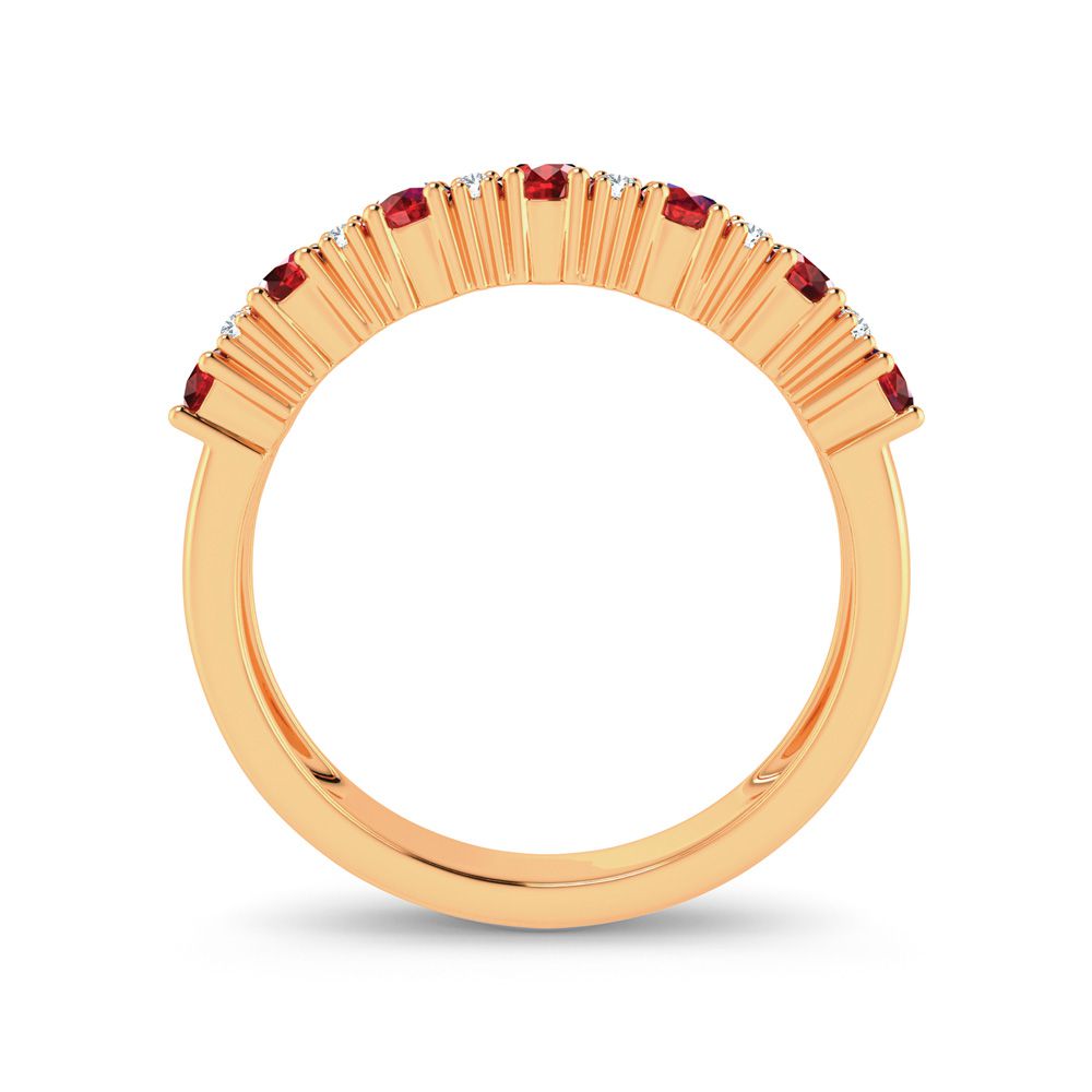 14K Yellow Gold Lab Diamond Ruby Accent Womens Band