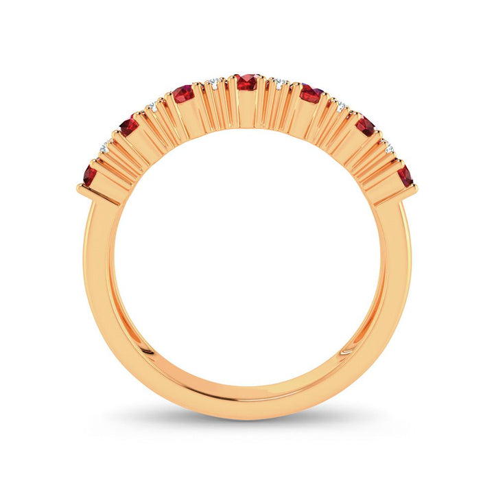 14K Yellow Gold Lab Diamond Ruby Accent Womens Band