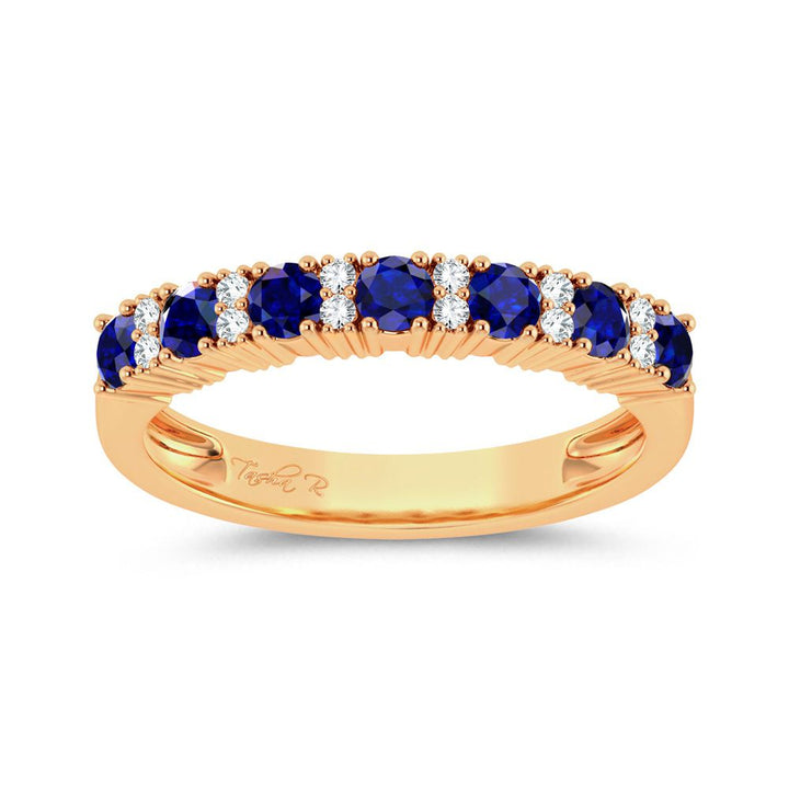 14K Yellow Gold Lab-Created Diamond Womens Sapphire Band
