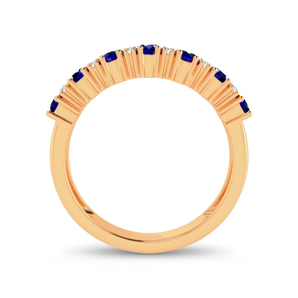 14K Yellow Gold Lab-Created Diamond Womens Sapphire Band