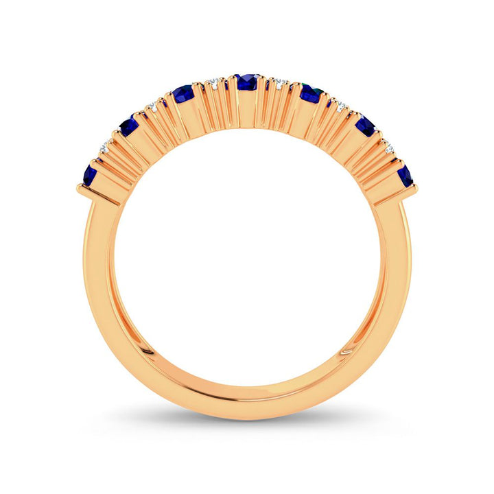 14K Yellow Gold Lab-Created Diamond Womens Sapphire Band