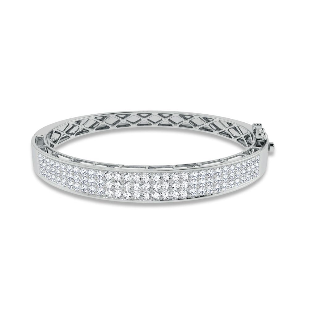 Luminous 10k White Gold 3ct Lab Diamond Womens Bangle Bracelet