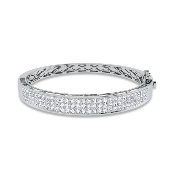 Luminous 10k White Gold 3ct Lab Diamond Womens Bangle Bracelet