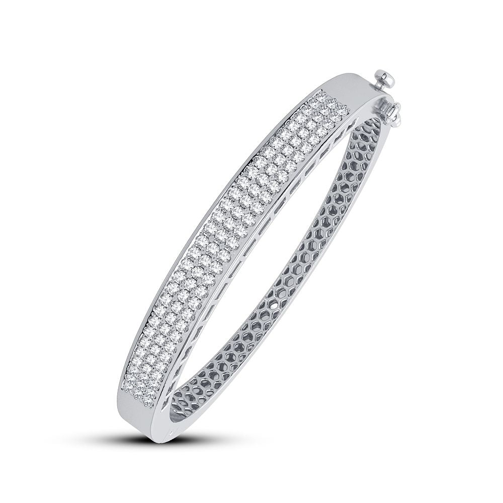 Luminous 14K White Gold Lab Diamond Womens Bangle