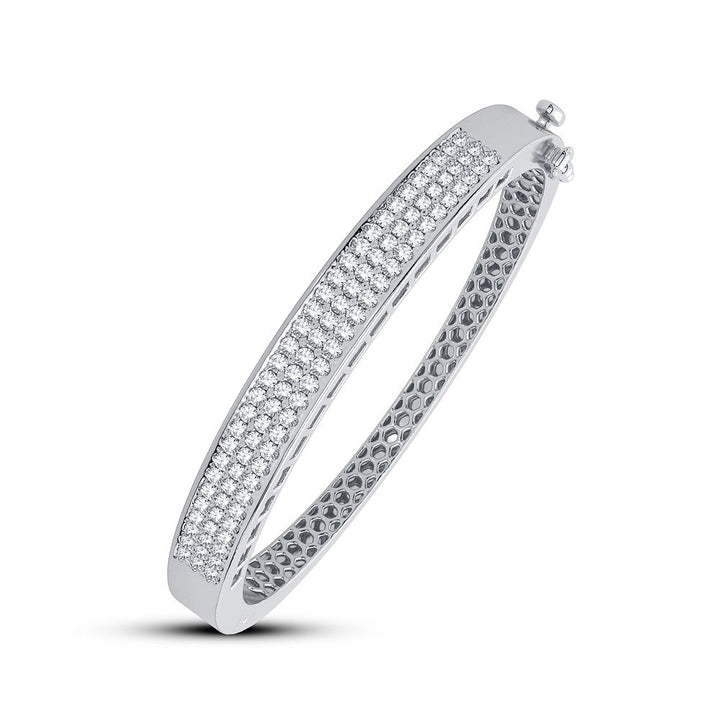 Luminous 14K White Gold Lab Diamond Womens Bangle