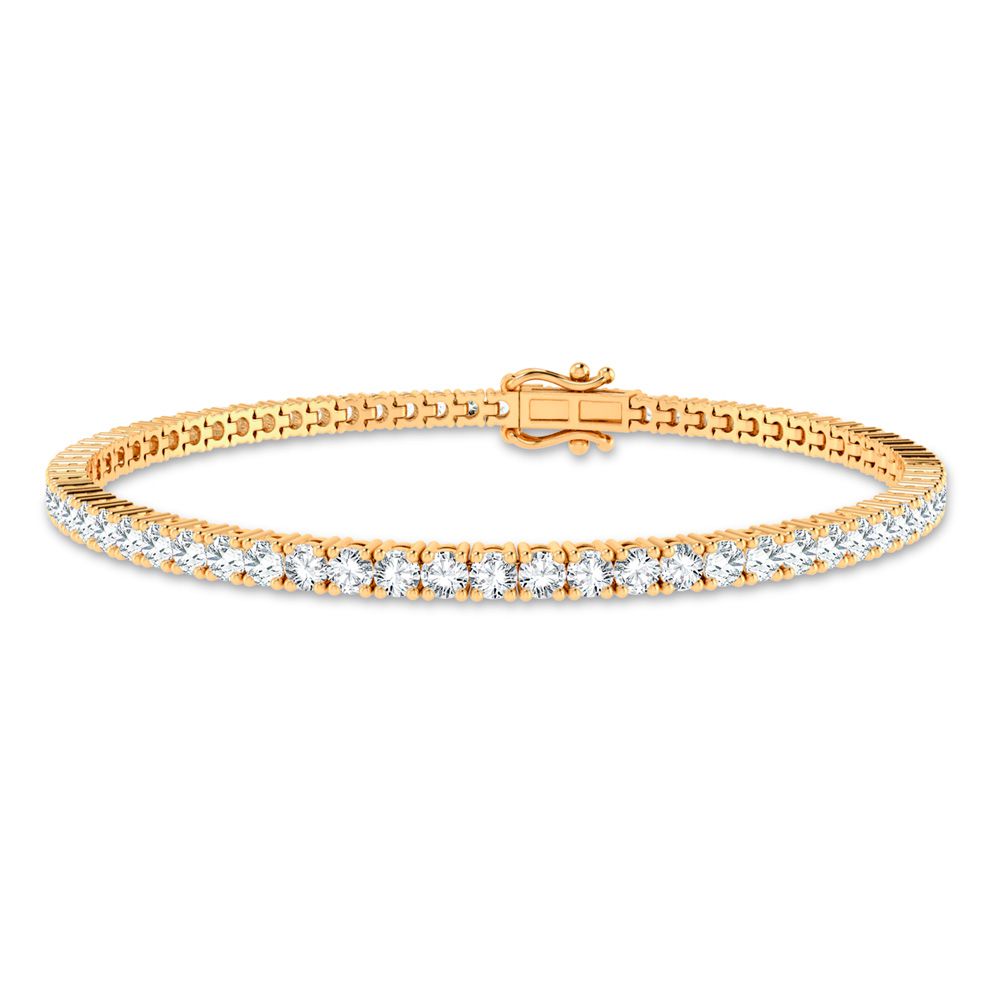 Luminous 14k Yellow Gold 3ct Lab Diamond Womens Tennis Bracelet