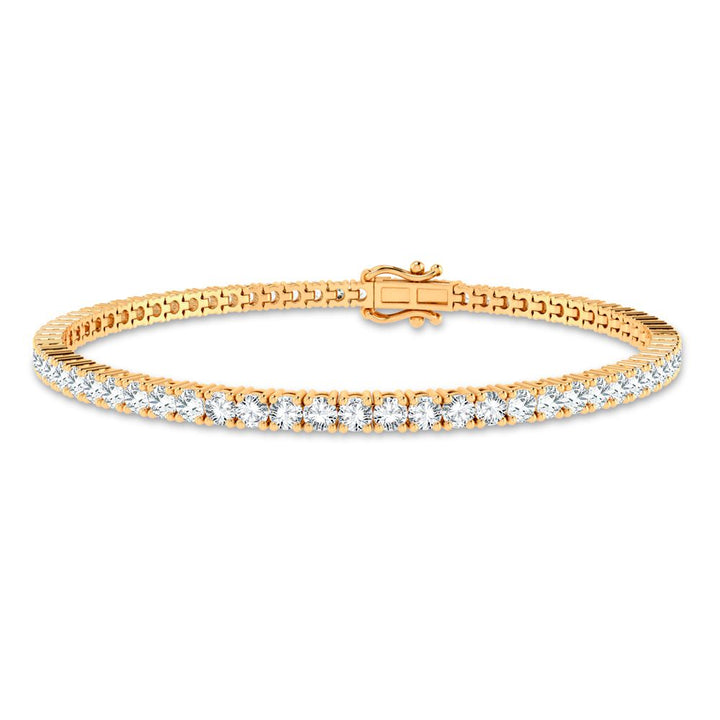Luminous 14k Yellow Gold 3ct Lab Diamond Womens Tennis Bracelet