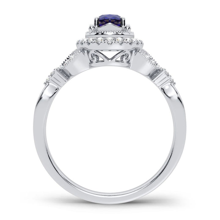 14K 0.20CT Diamond Sapphire Ring