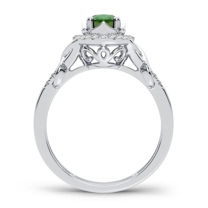 14K 0.16CT Diamond Emerald Ring