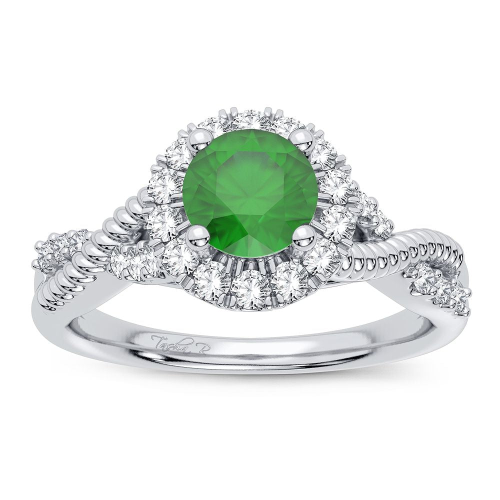 14K 0.25CT Diamond Emerald Ring