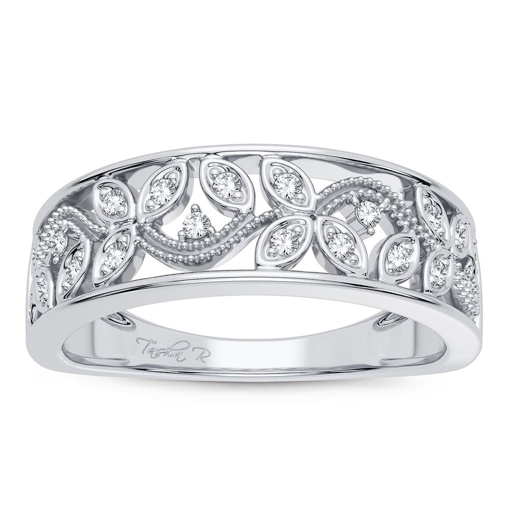 Chic 14k White Gold Lab Diamond Womens Fashion Band