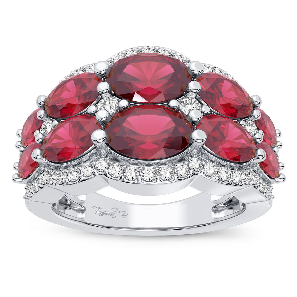 Luminous 14K White Gold Lab Diamond Womens Cocktail Ring