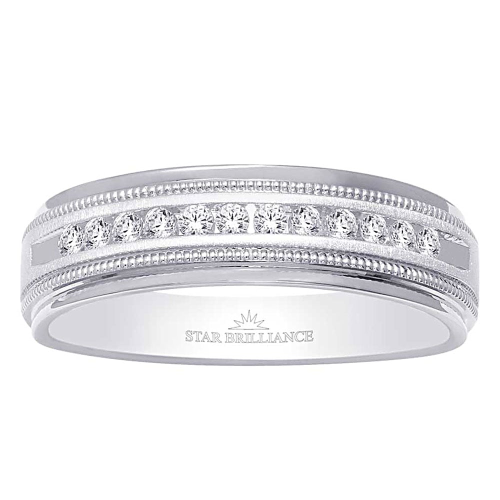 14K White Gold 1/2 Ct.Tw. Diamond Mens Machine Band