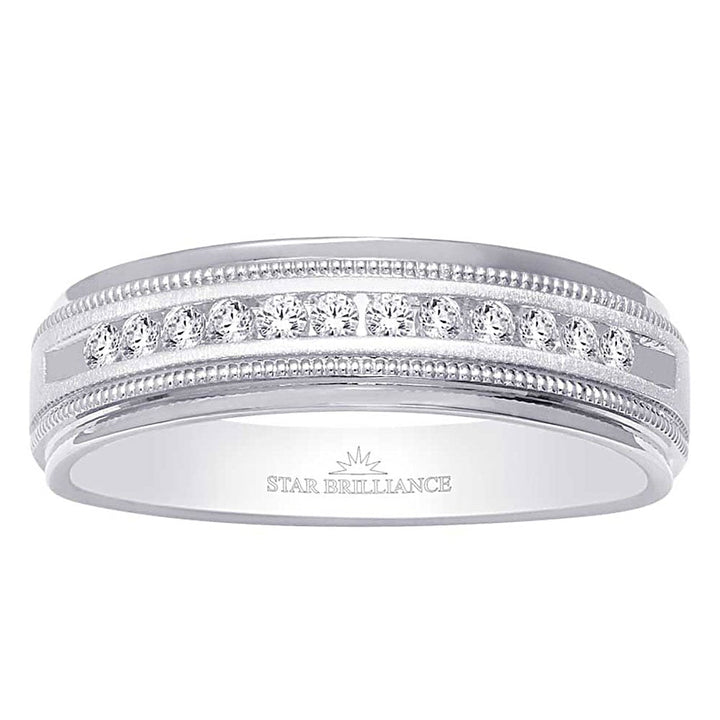 14K White Gold 1/2 Ct.Tw. Diamond Mens Machine Band
