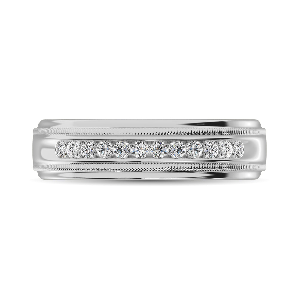 14K White Gold 1/2 Ct.Tw. Diamond Mens Machine Band