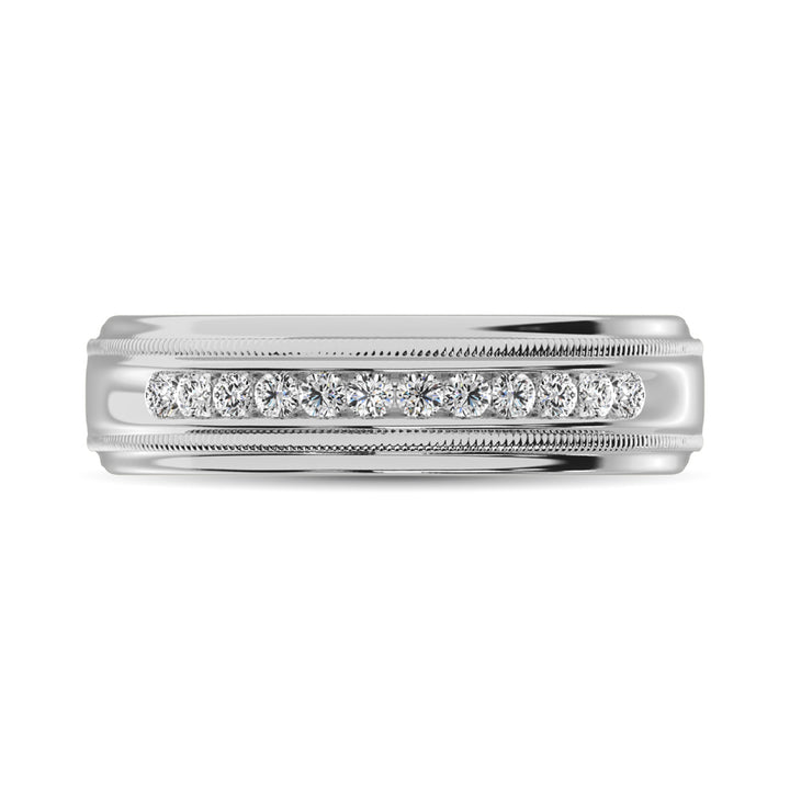 14K White Gold 1/2 Ct.Tw. Diamond Mens Machine Band