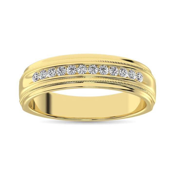 14K Yellow Gold 1/2 Ct.Tw. Diamond Mens Machine Band