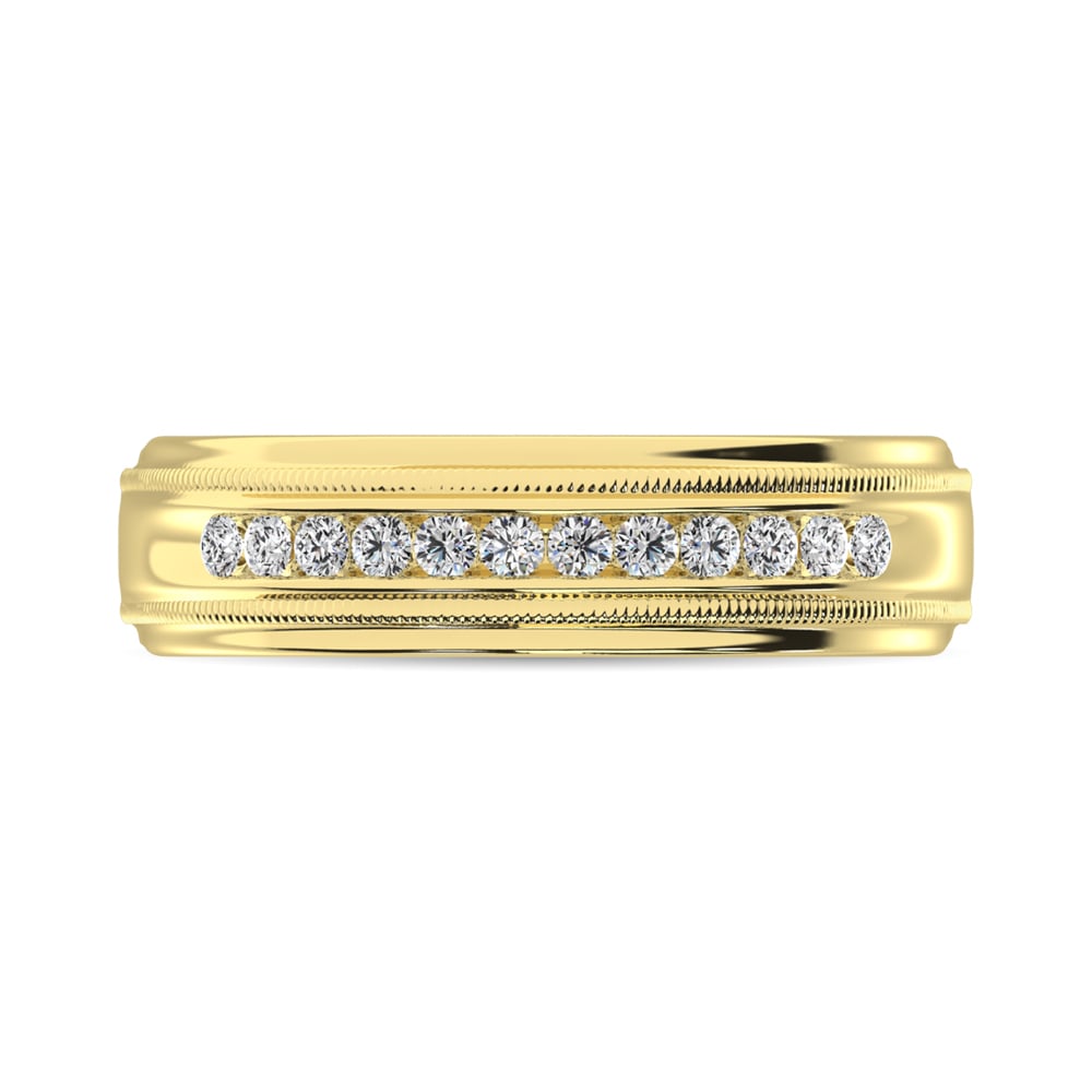 14K Yellow Gold 1 Ct.Tw. Diamond Mens Machine Band