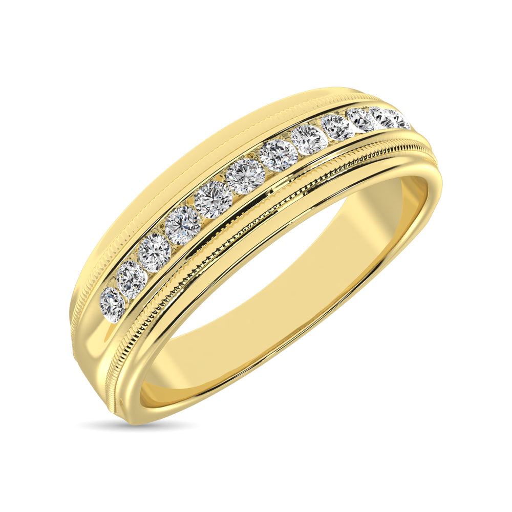 10K Yellow Gold 1/2 Ct.Tw. Diamond Mens Machine Band