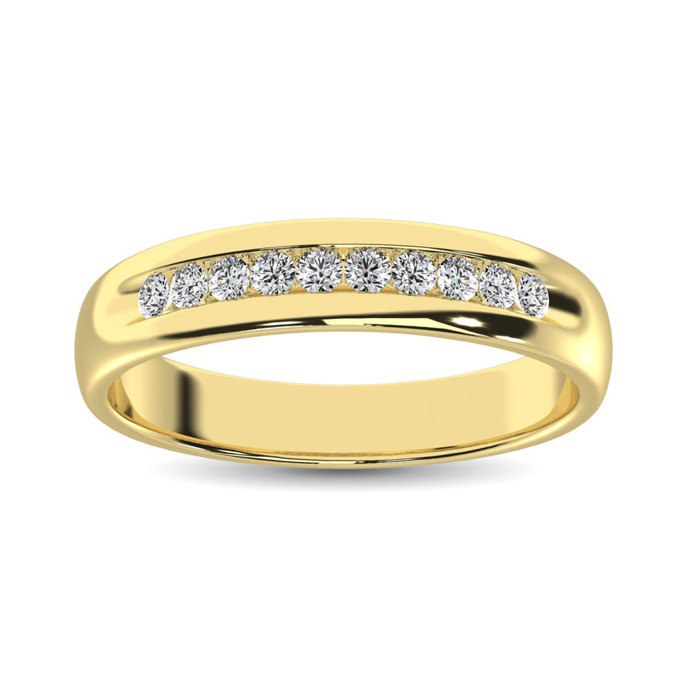 14K Yellow Gold Diamond 1/4 Ct.Tw. Mens Machine Band