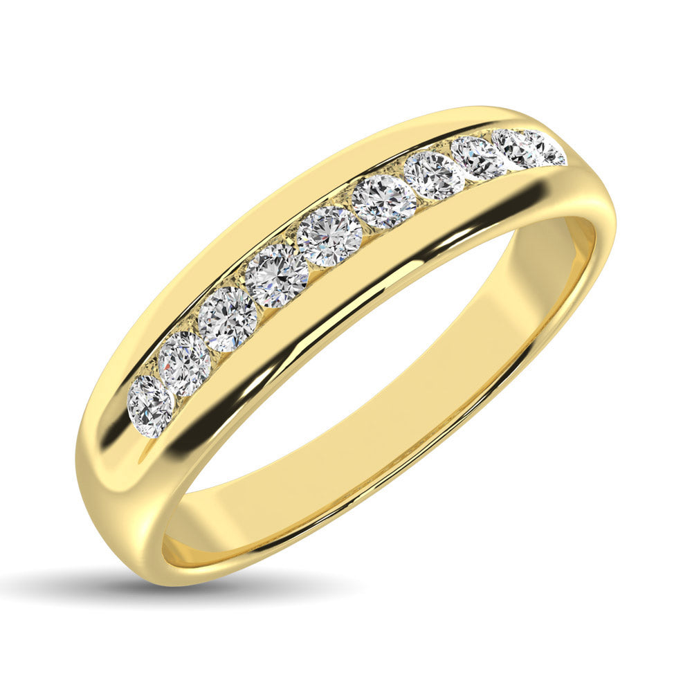 14K Yellow Gold Diamond 1/4 Ct.Tw. Mens Machine Band