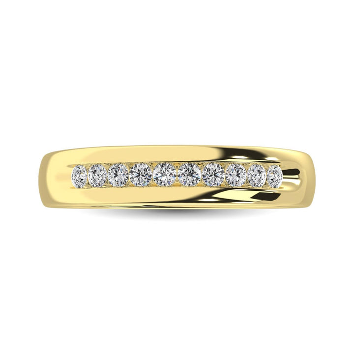 14K Yellow Gold Diamond 1/4 Ct.Tw. Mens Machine Band