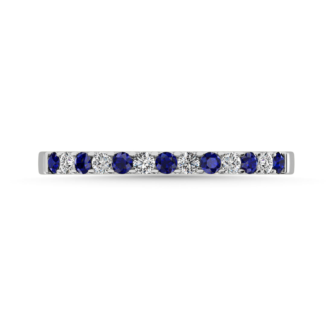 14K White Gold 1/4 Ct.tw Alternate Blue Sapphire & Diamond Machine Band