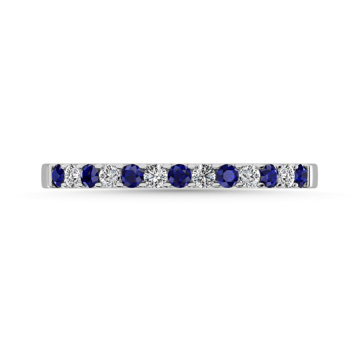 14K White Gold 1/4 Ct.tw Alternate Blue Sapphire & Diamond Machine Band