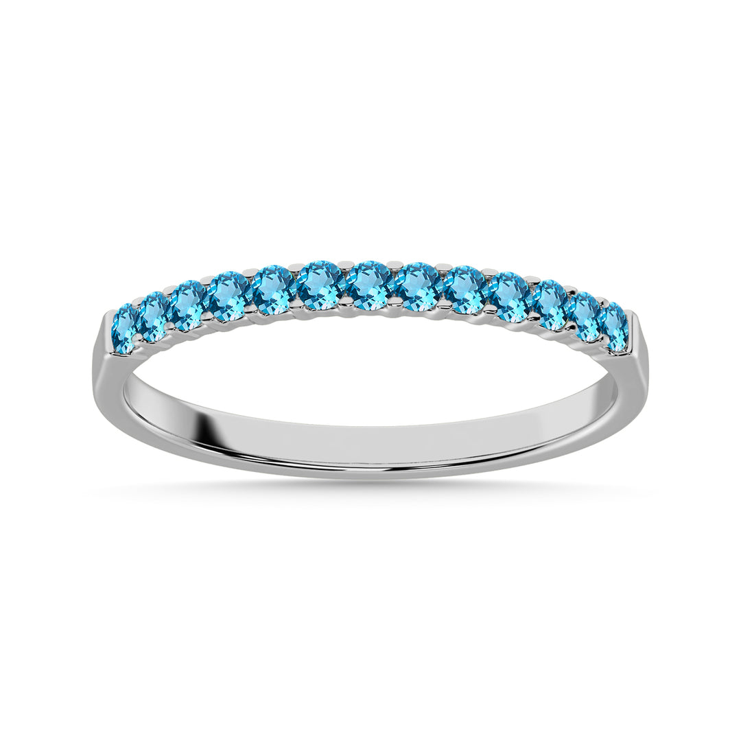 Blue Topaz 1/4 Ct.Tw. Ladies Wedding Band in 14K White Gold